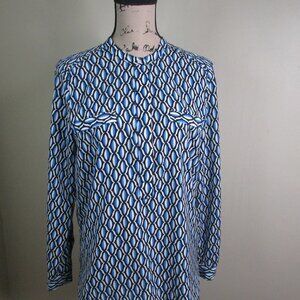 Anne Klein Blouse S Black Blue Career